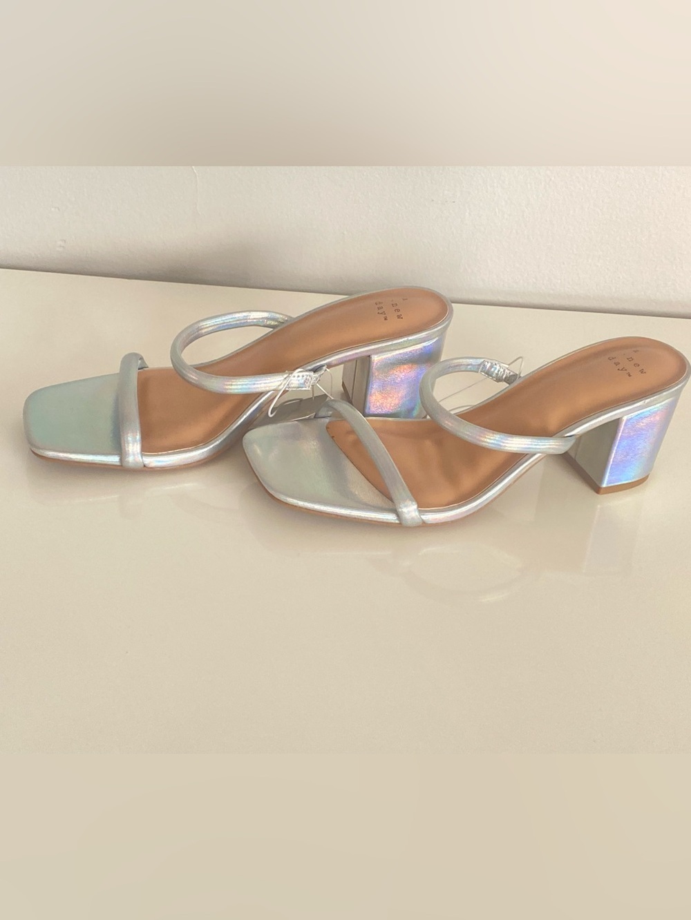 a new day Holographic Metalic Strappy Block Heel Sandal - Picture 2 of 8